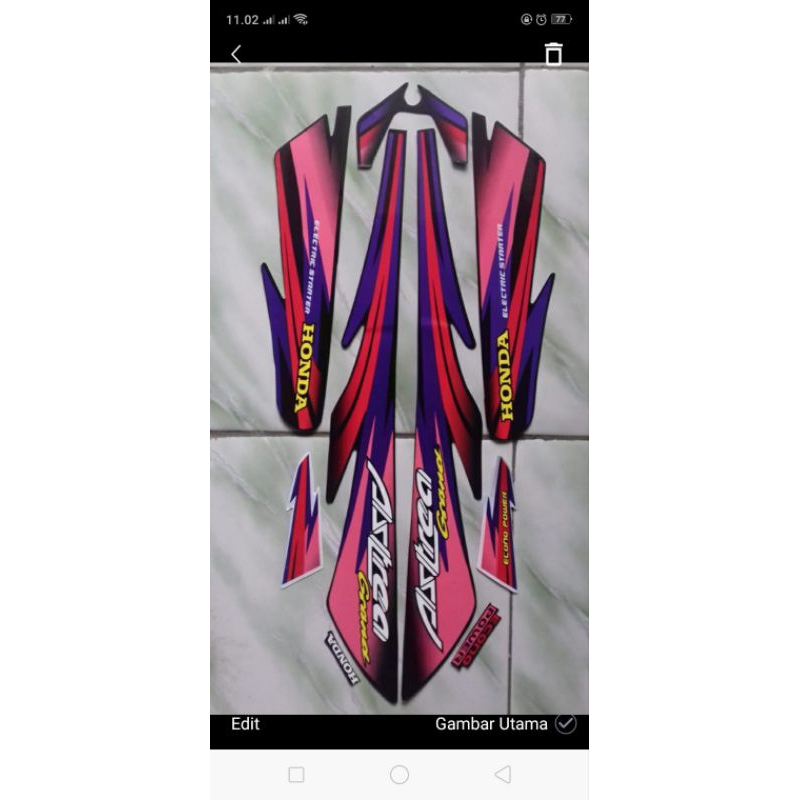 stiker striping honda grand 97 pink