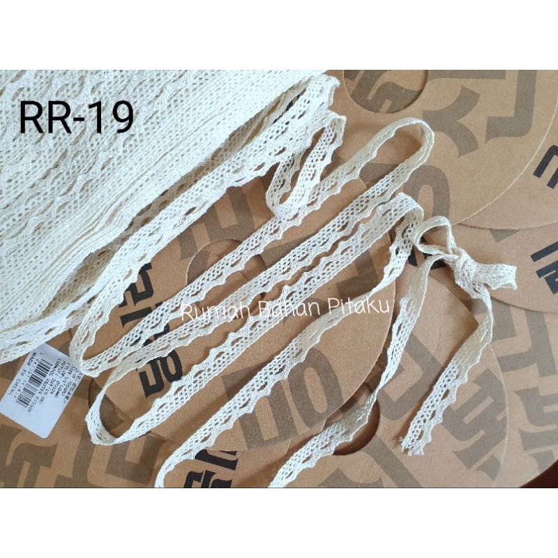 (RR-19) RENDA RAJUT KAIT 1CM, HARGA per-ROL | Renda bahan mukena, renda dress, renda pashmina