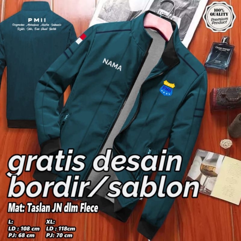 JAKET RUBBY CUSTOM PMII TERBARU GRATIS REQUEST BORDIR/SABLON TEBAL LAKI LAKI PEREMPUAN UNISEK WATERP