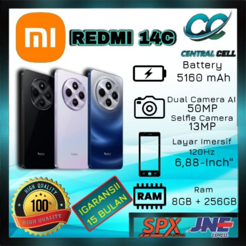 [NEW] HP XIOMI REDMI 14c Ram 8+256GB Camera 50MP + Display 6,88 Inches + Battery 5.160 mAh Garansi 1