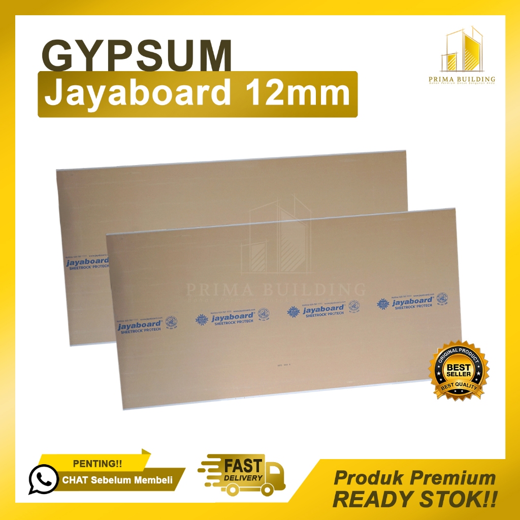 Gypsum Jayaboard 12mm / Gipsum Jaya sheetrock 9 mm / Gypsum plafon dan partisi merek Jayaboard 12 mm