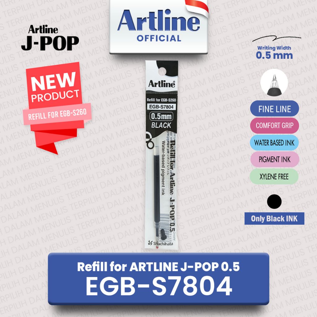 

Refill JPOP EGB-S7804 / Refill Ink for Artline J-POP 0.5mm Gel Inked Roller Ball Black Ink