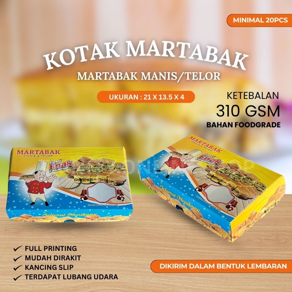 Kotak Martabak Full Printing Model Renda 21x13.5x4| Kota Martabak Manis | Kotak Martabak Asin | Kota