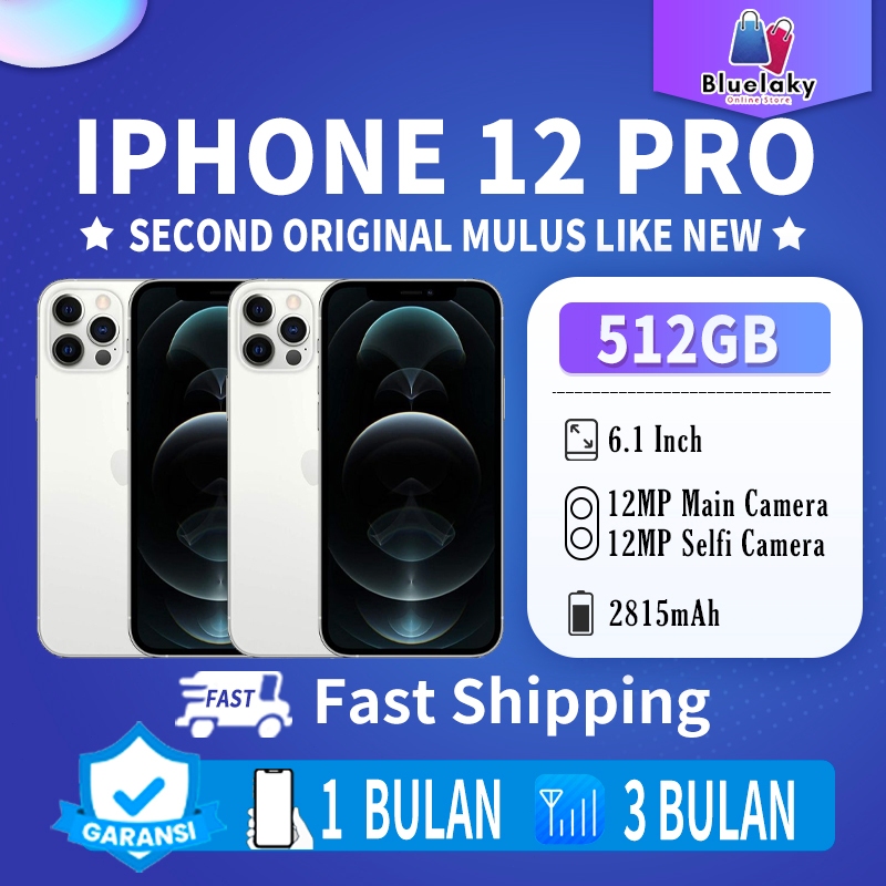 iPhone 12Pro 512GB Second/Bekas Original100% INTER 6.1"OLED-Ori Fullset Mulus Like New Smartphone