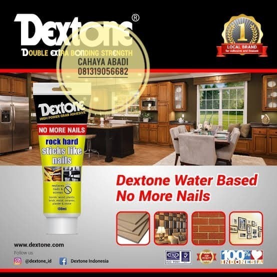 

LEM DEXTONE BESI, PLASTIK, KAYU, BATA, KERAMIK NO MORE NAILS 130ML
