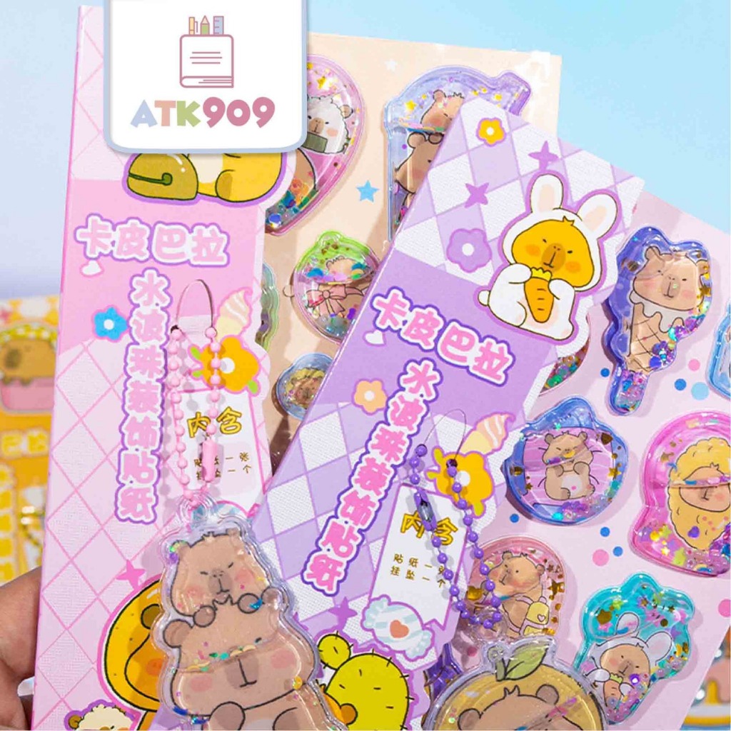 

ATK909 FREE GANCI !! Kapibara Sticker Timbul Isi Air Sticker 3DSticker Water Seal Glitter Sticker HP