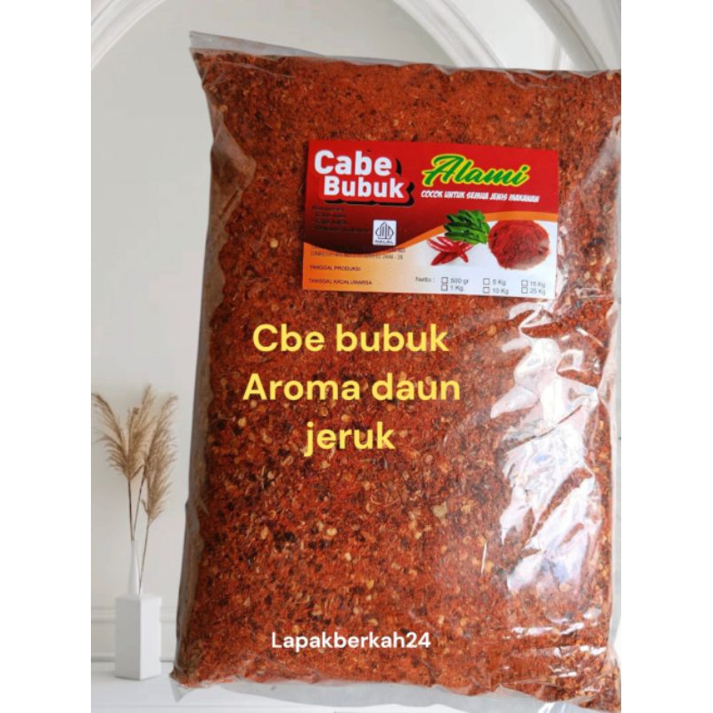 

kemasan ( 1.kg ) CABE BUBUK KASAR AROMA DAUN JERUK
