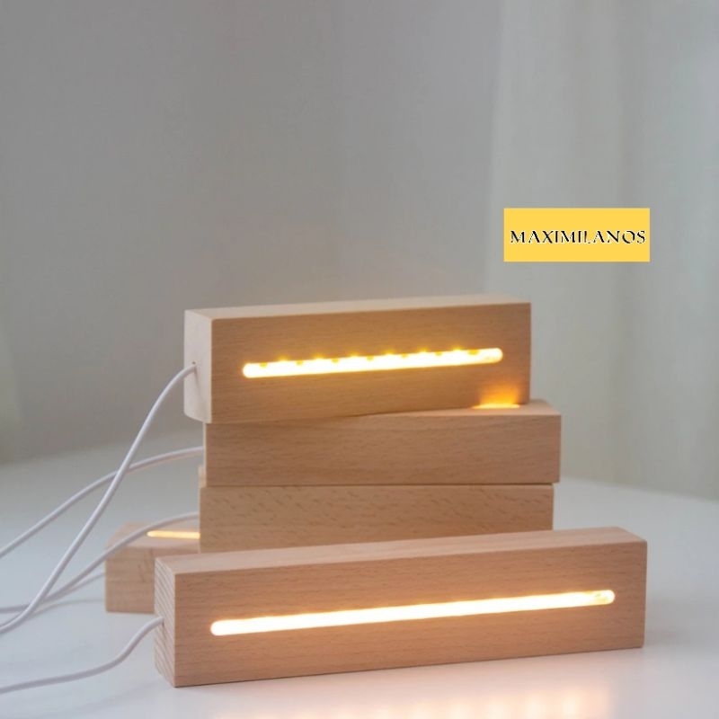 Stand Led A2 Akrilik / Base Lampu Hias Akrilik Ukuran A2 WoodenBase Led Akrilik Grafir/Nail/Painting