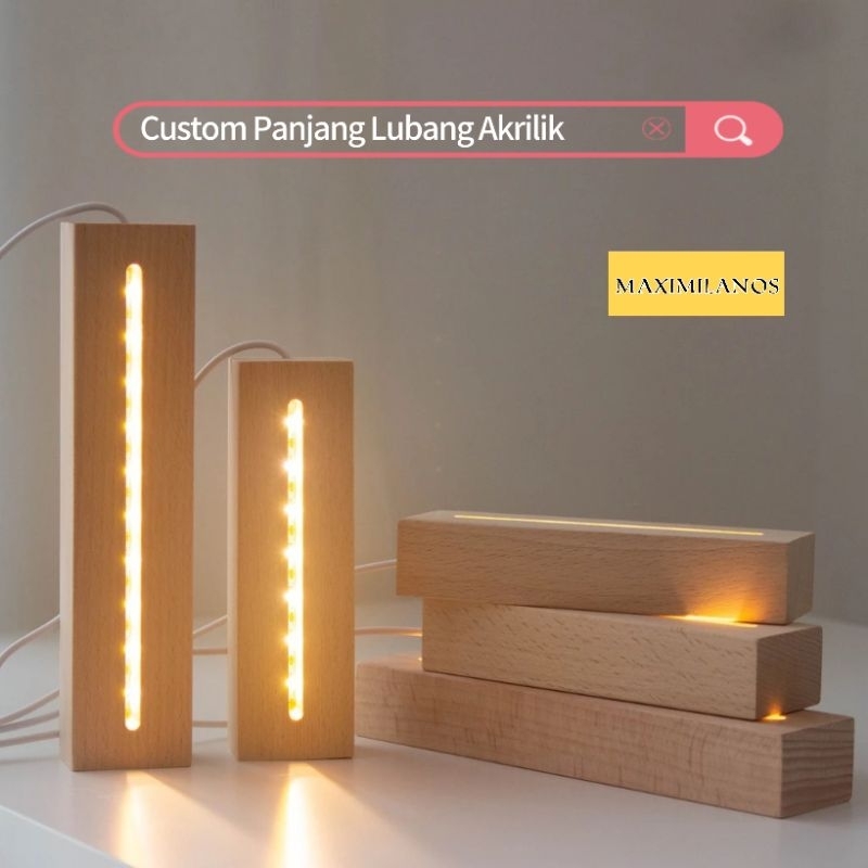 Custom Base Wood Akrilik / Tatakan Lampu Led Akrilik / Dudukan Akrilik /  Dudukan Lampu Hias Akrilik