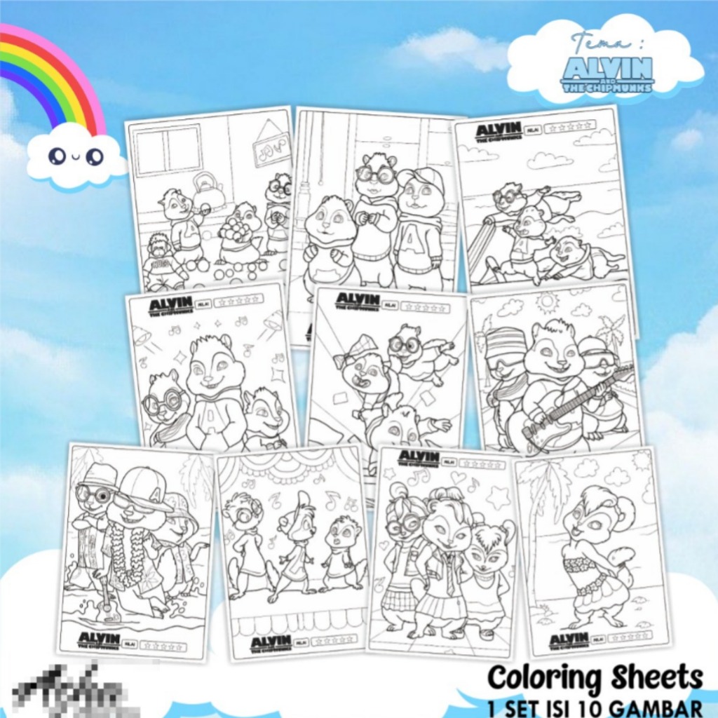 

KERTAS MEWARNAI KARAKTER ANAK - COLORING SHEETS FOR KIDS ISI 10 LEMBAR SERI 2