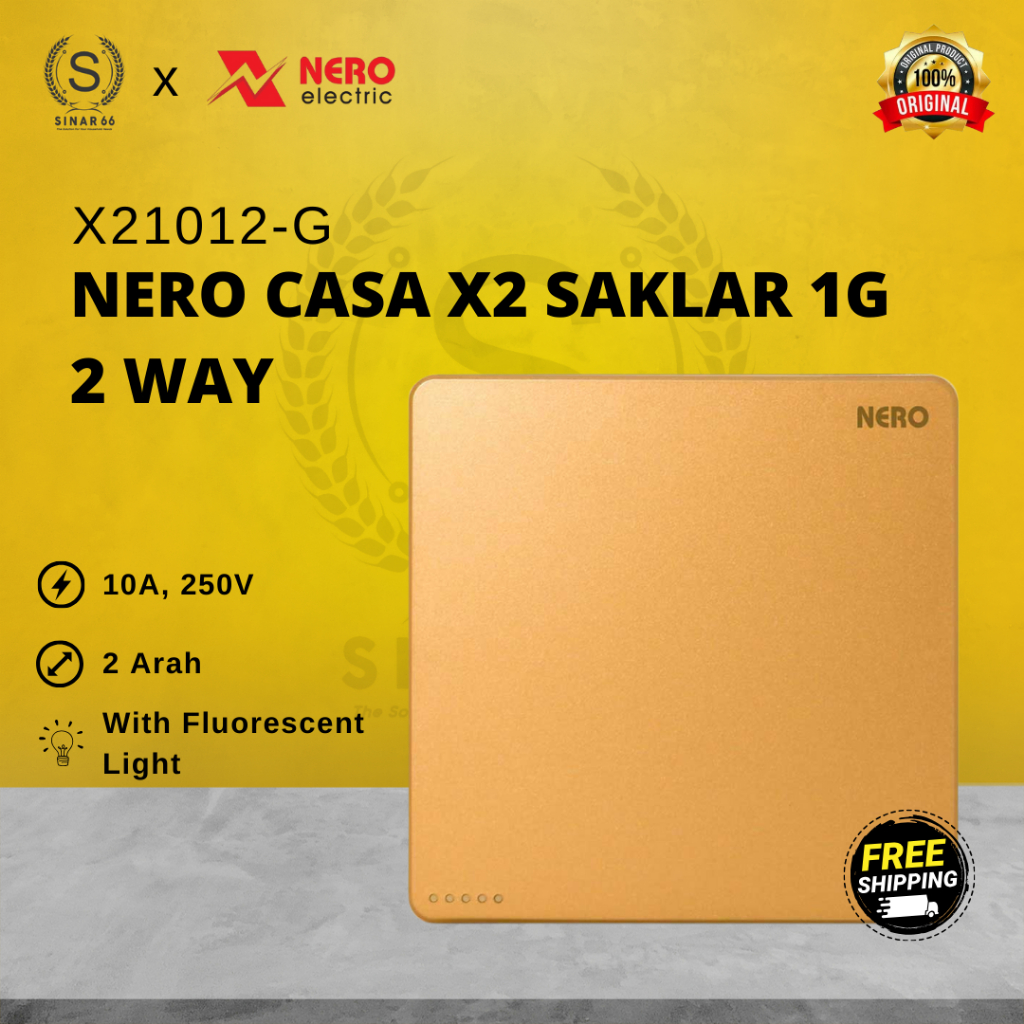 NERO CASA X2 SAKLAR ENGKEL HOTEL 1 GANG 2 ARAH X21012G X21012-G