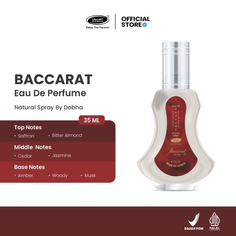 PARFUM DOBHA AROMA BACCARAT ORIGINAL 35ML SPRAY (CARAT / BACARAT) - BPOM dan Halal - parfum wanita d