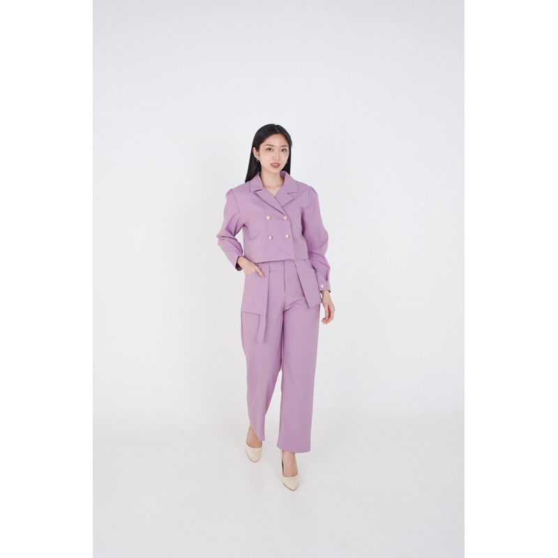 De_Kuniawan - Navertine Kylie Blazer Set Wanita Blazer & Celana Modern Korean Style