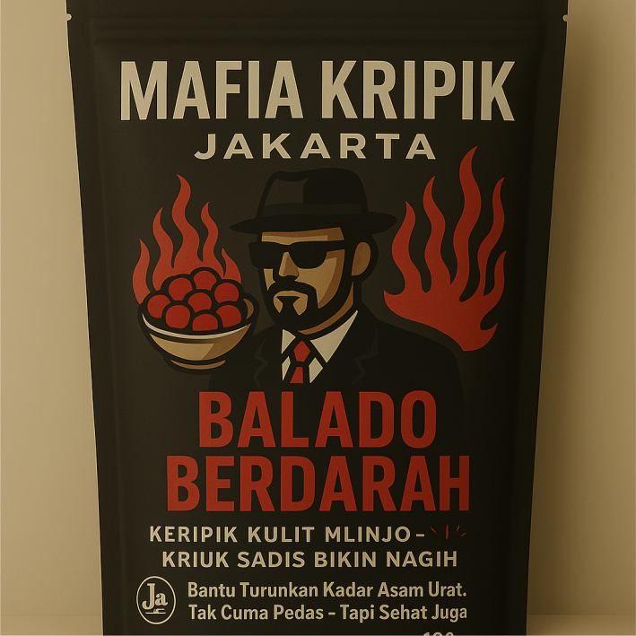 

Kripik Kulit Mlinjo Mafia Jakarta Camilan Viral Balado berdarah Renyah Nendang Snack Enak 100g
