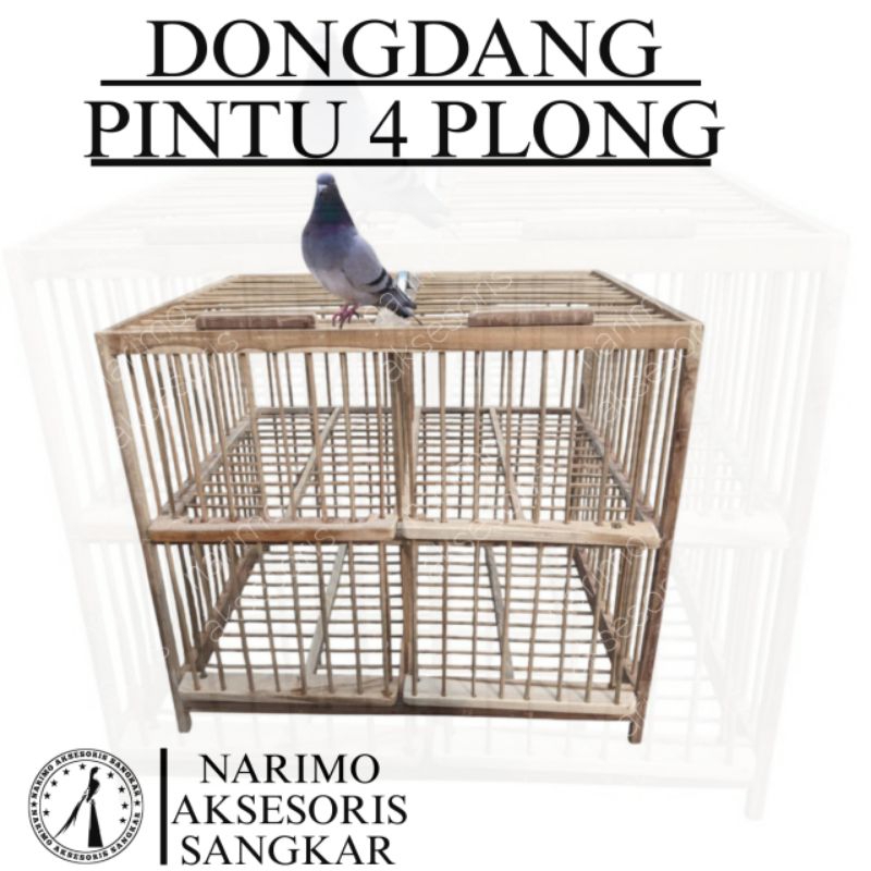Dongdang kayu jati burung merpati 4 pintu