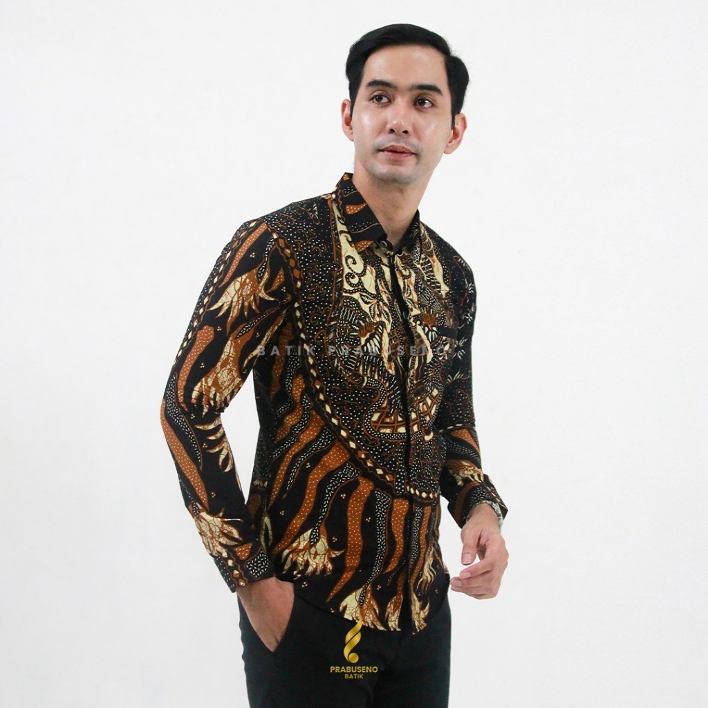 BIMASAKTI Baju Kemaja Batik Pria Lengan Panjang Slimfit Slim Fit Original Prabuseno Official Kain Ka
