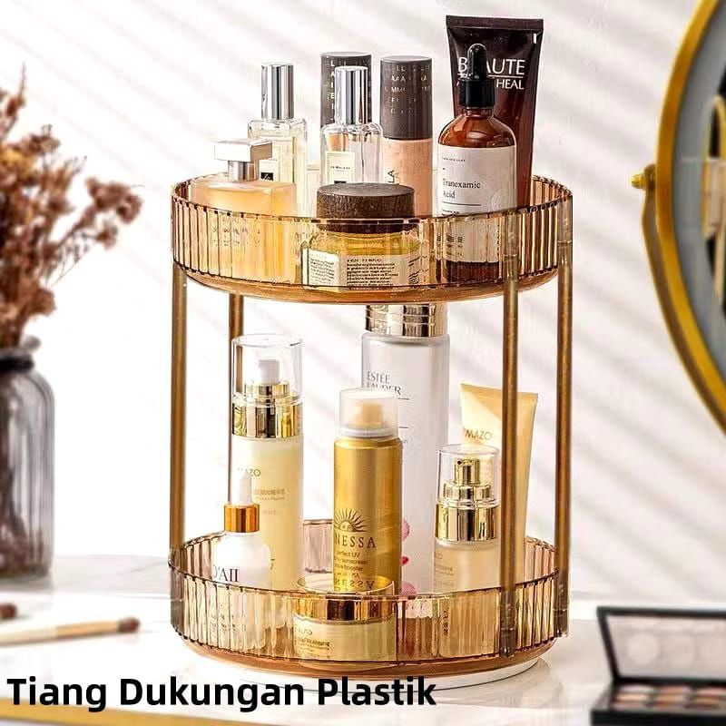 Rak putar akrilik 2 susun/rak putar minuman/rak putar bumbu