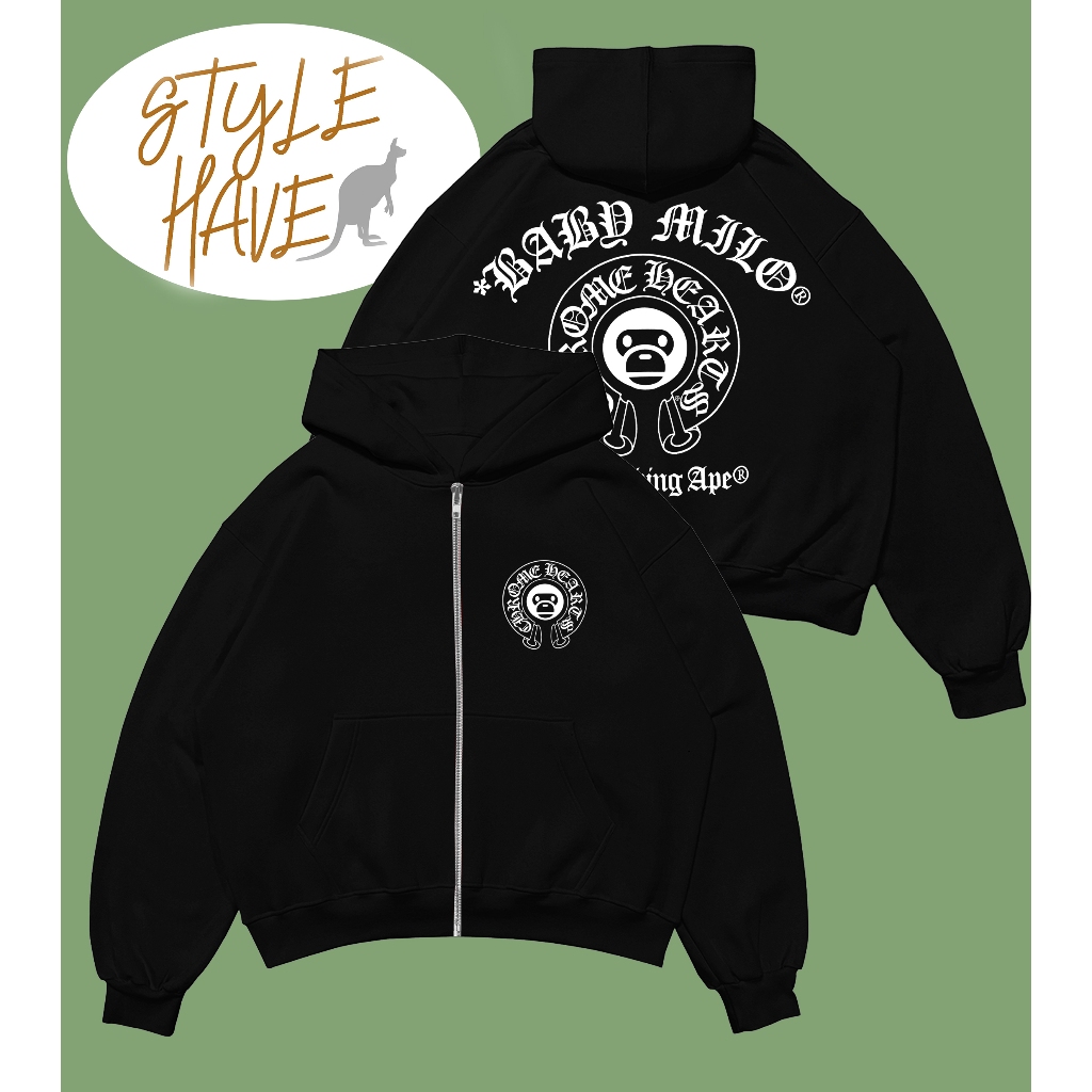 Jaket ZIpper Chrome Hearts x baby Milo - jaket ZIpper Baby Milo CH Cotton