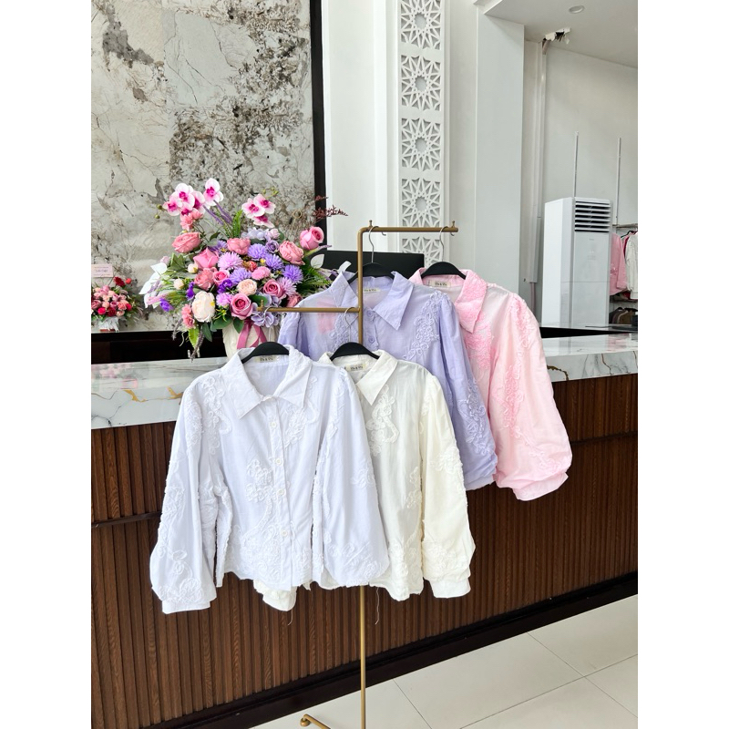 AN IMPORT KMJ RENDA 0102 || ATASAN WANITA TERBARU KEKINIAN || KEMEJA FULL KANCING RENDA