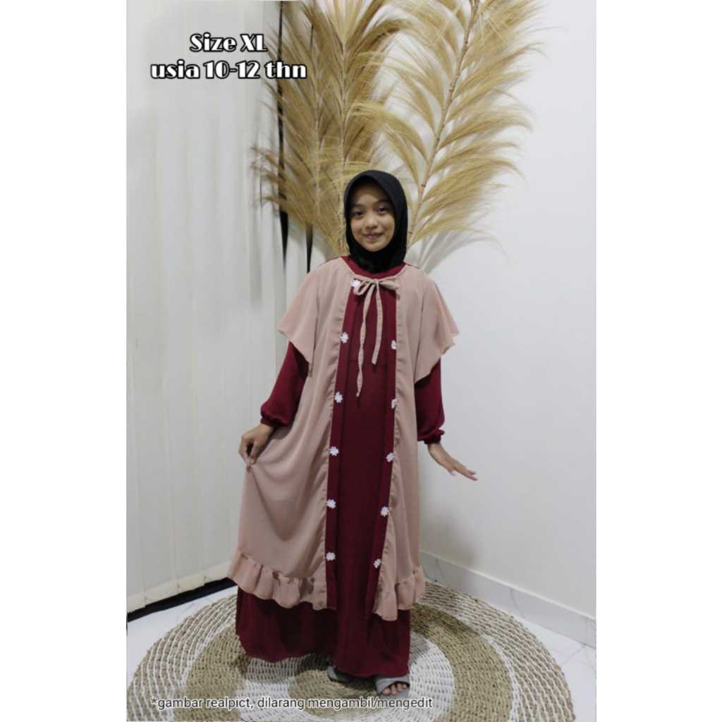 Gamis anak perempuan kekinian model baru viral tiktok 2025 Maulida Kids bahan Cinkle Mix CERUTY