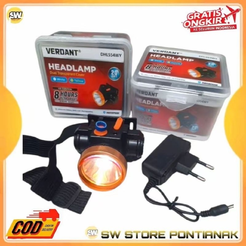 SENTER KEPALA VERDANT 20 WATT DHL554WY / HEADLAMP 2 LENSA WARNA / SENTER KEPALA ANTI AIR / SENTER KE