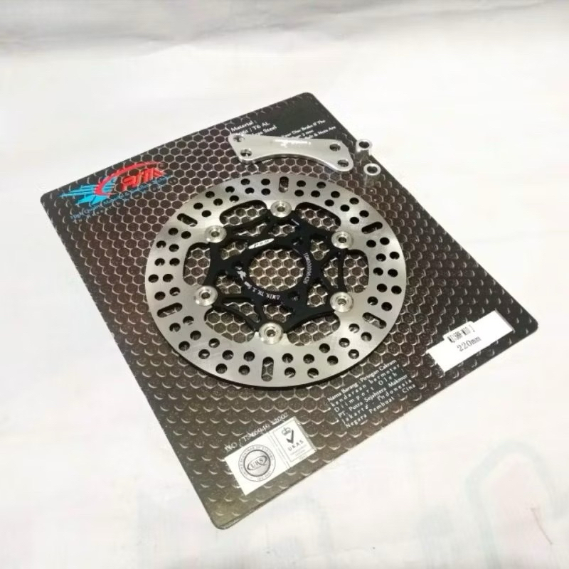 Disc Piringan Cakram Depan Psm Cnc 220mm + breket Mio J,Mio M3,Fino Lubang Disc 3