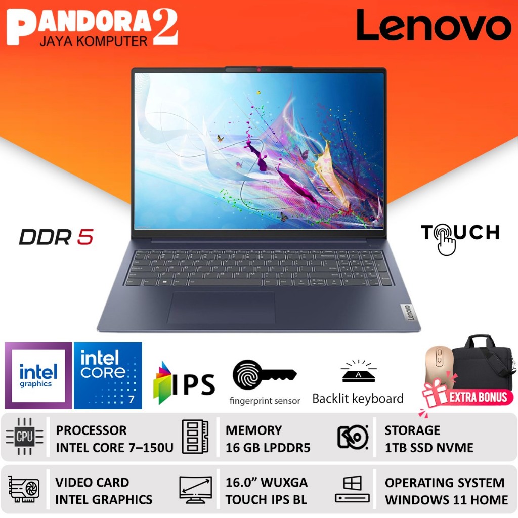 LENOVO Ideapad Slim 5i 16 Core 7 150U 16GB 1TB SSD TOUCH Windows 11 Home
