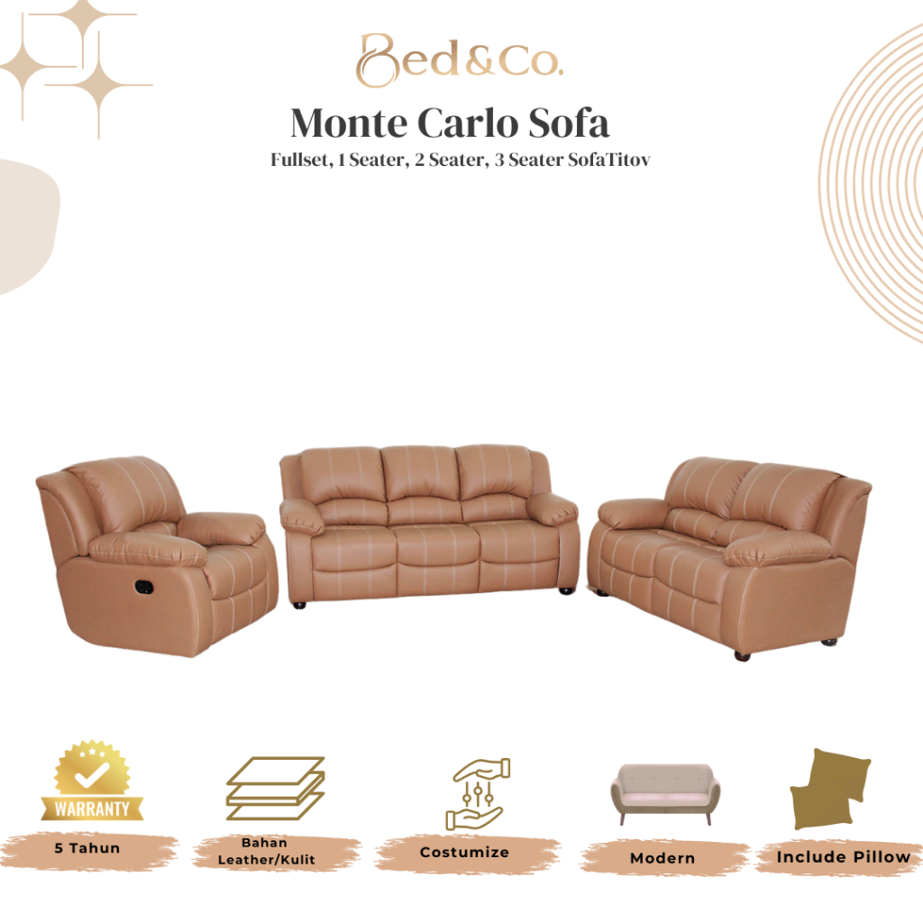 Sofa Titov Monte Carlo - Sofa Tamu Recliner 1dudukan - Sofa Tamu Mewah Medan