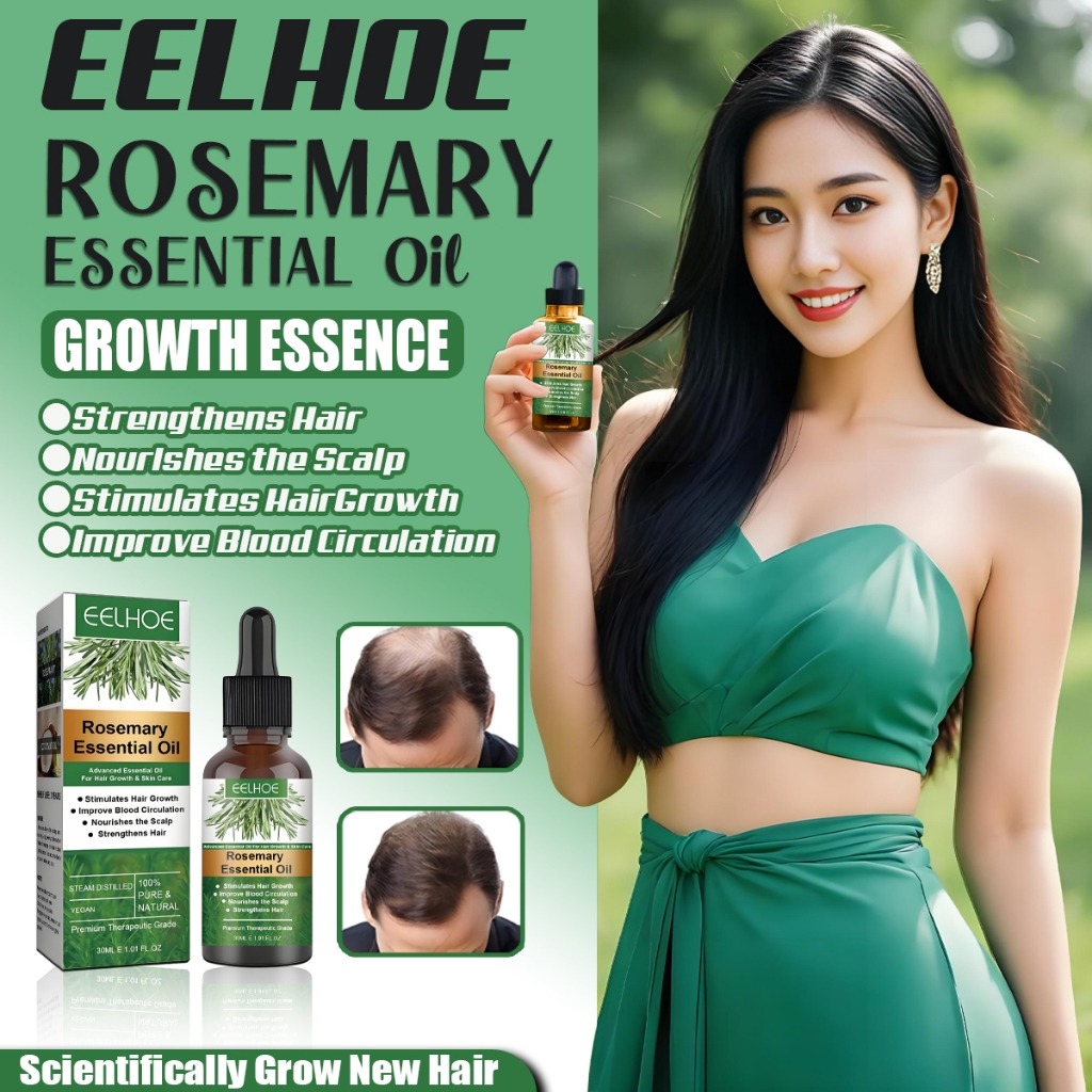 Eelhoe Rosemary Oil Rambut Penumbuh Rambut Botak Perawatan Rambut Rontok Penumbuh Rambut Cepat Hair 