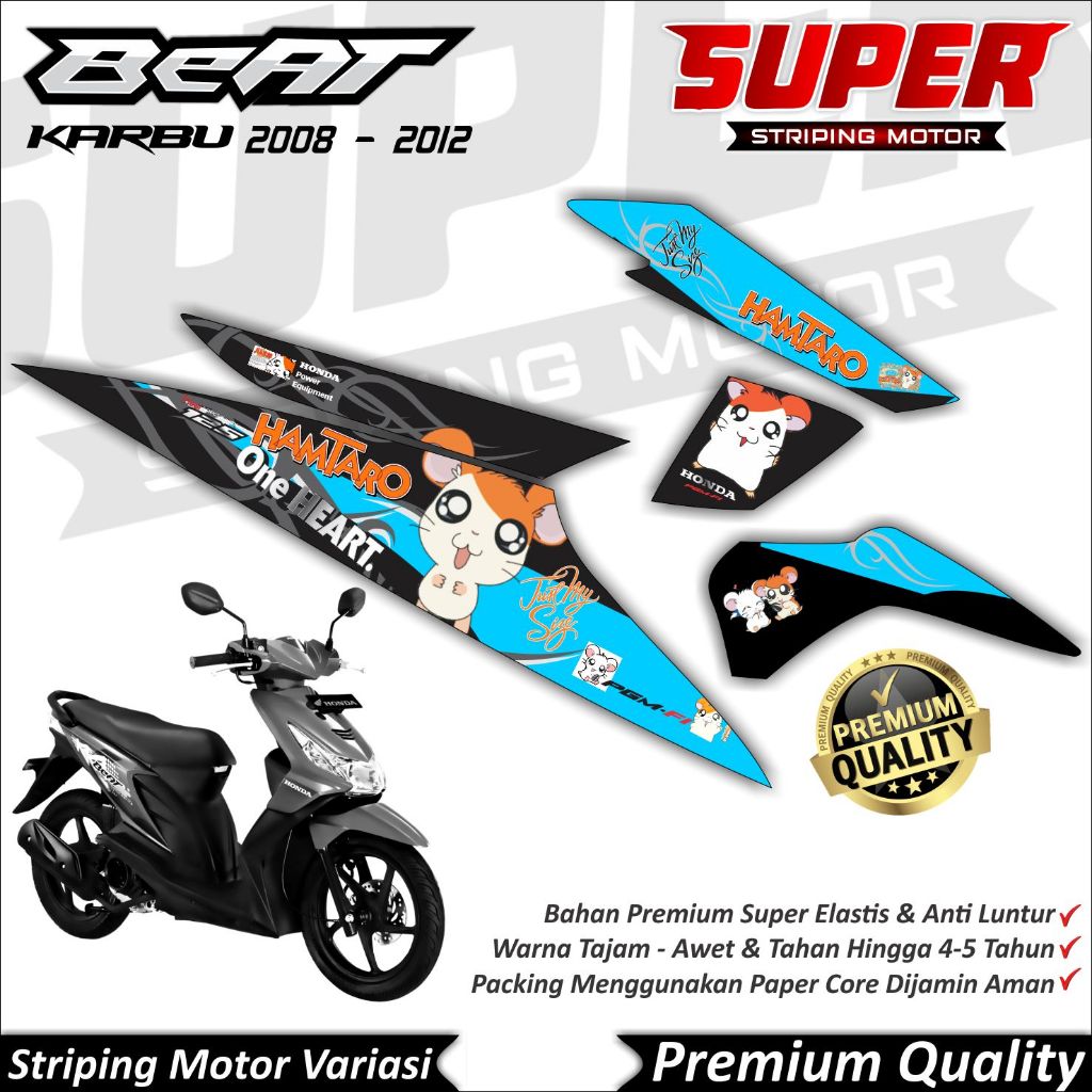 Stiker Beat Karbu Anti Luntur keren Striping Beat Karbu Striping Honda Beat Karbu Hamtaro
