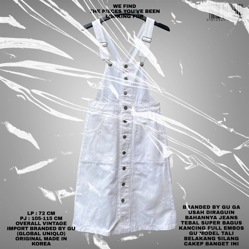 GU ORIGINAL/GU GLOBAL UNIQLO/OVERALL JEANS/OVERALL GU/KOREAN OVERALL/KOREAN DRESS JEANS/JEANS PUTIH 