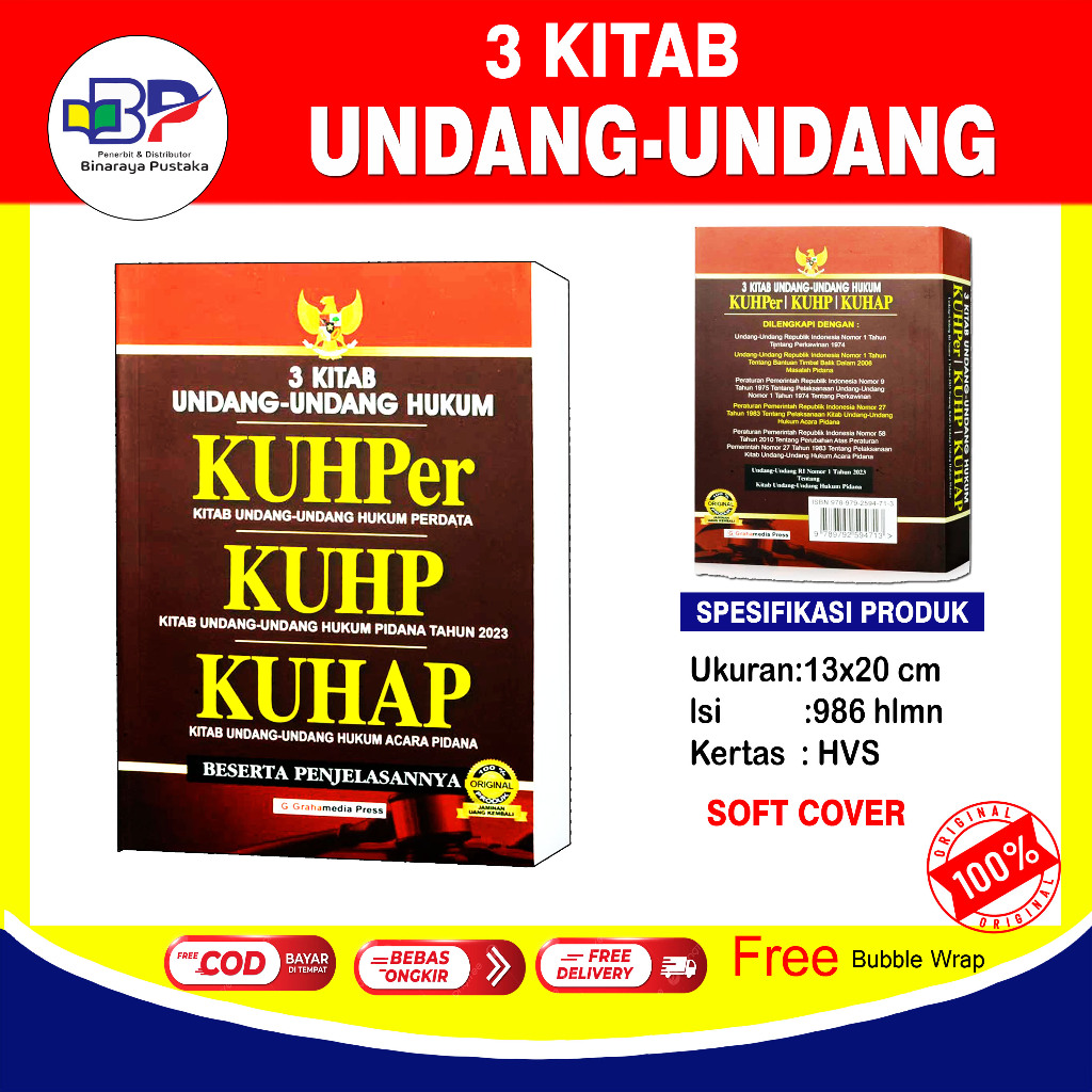Buku 3 Kitab/UU Hukum Perdata/UU Pidana/UU Acara Pidana/Cover Soft/Grahamedia Press