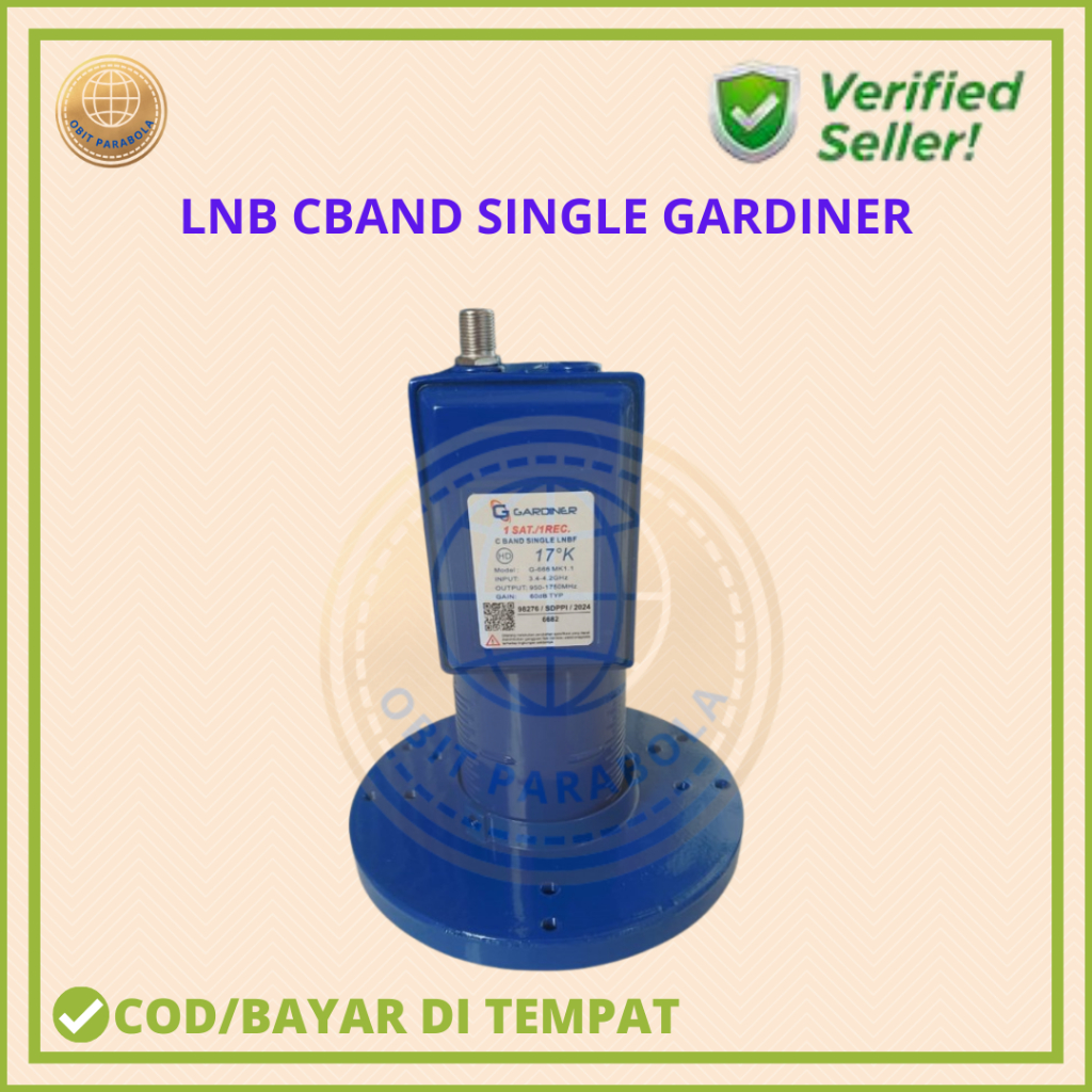LNB+BRAKET CBAND SINGLE MERK GARDINER UNTUK PARABOLA BESAR JARING ATUPUN PLAT