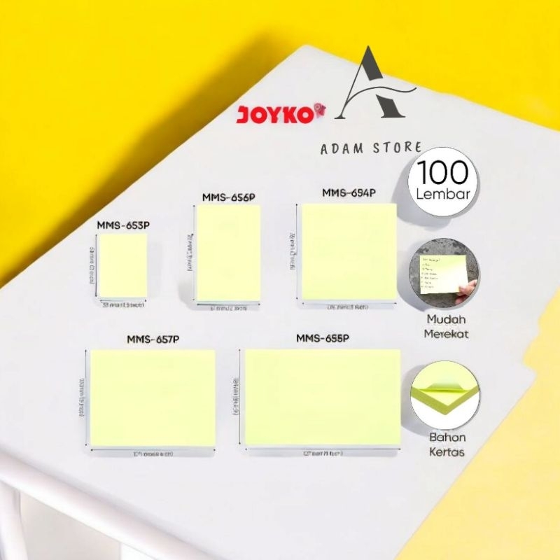 

MEMO STICK / STICKY NOTE / KERTAS MEMO / MEMO TEMPEL JOYKO MMS-654P MMS 0654 P WARNA C COLOUR POLOS