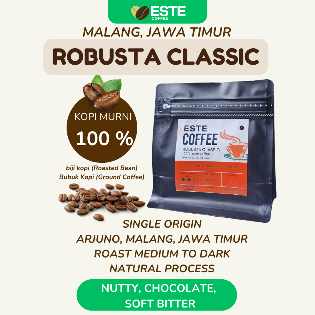 

Kopi Robusta Classic Arjuno Malang 100gr/200gr, 100% Kopi Murni Pilihan