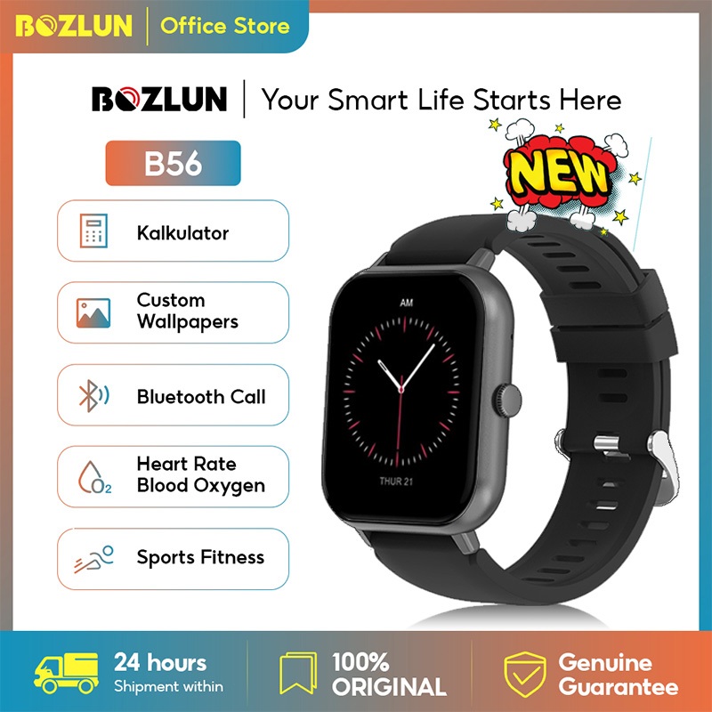BOZLUN B56 Smartwatch 1.83" Layar Sentuh IP67 Tahan Air Pantau Detak Jantung 100+ Mode Olahraga