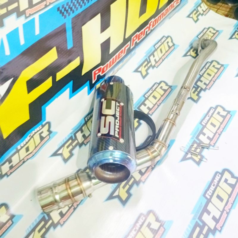 Knalpot SC project karbon untuk MOTOR LAGENDA JUPITER REVO SUPRA KHARISMA LEGENDA 100 110 125 CC