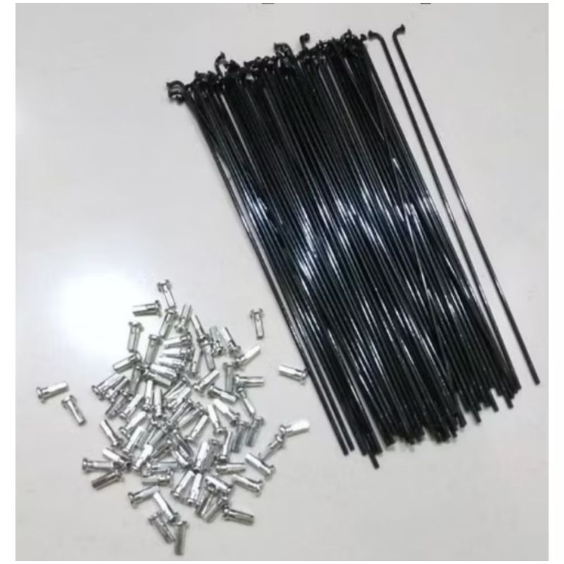 Jari Jari Hitam Sepeda Bmx 20" ukuran 14Gx187 | Spokes nipples Bmx 20"black | Ruji BMX hitam