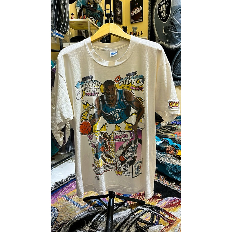 Vintage Tee Larry Johnson Charlotte Hornets Comic