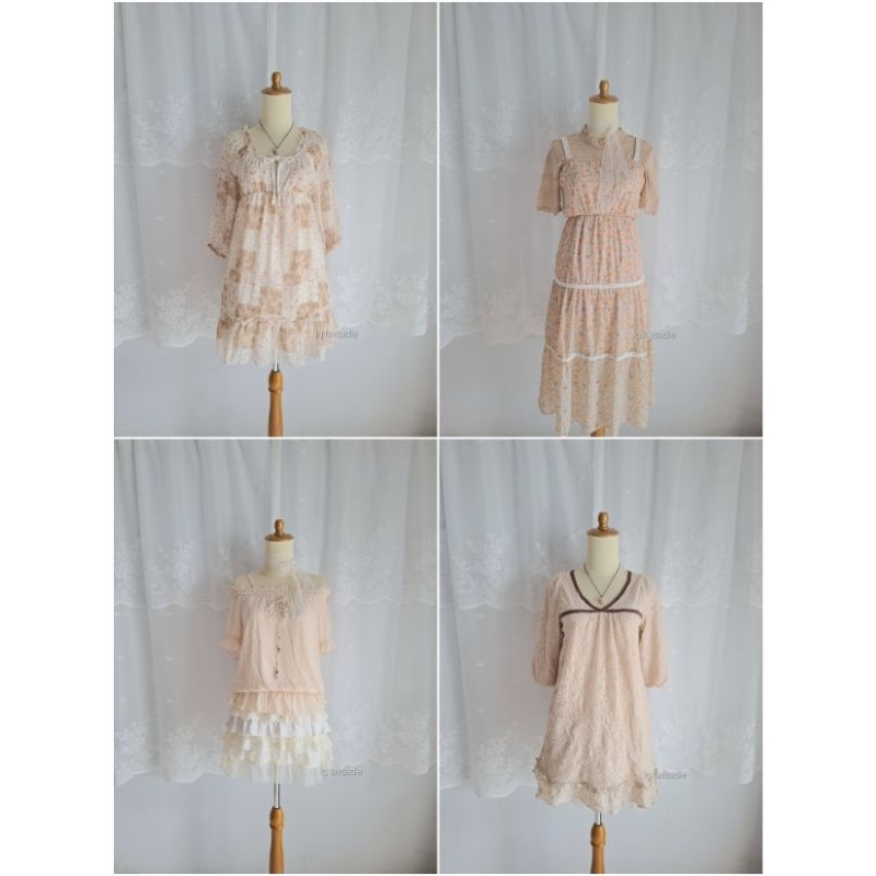𝜗ৎ dress coquette cottagecore fairy core vintage mori kei jirai kei kawai style, kindly read desc bo