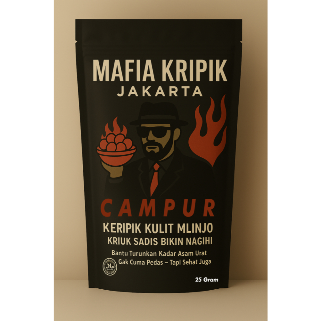 

Kripik Kulit Mlinjo Mafia Jakarta Camilan Viral campuran Preman Renyah Nendang Snack Enak 25g