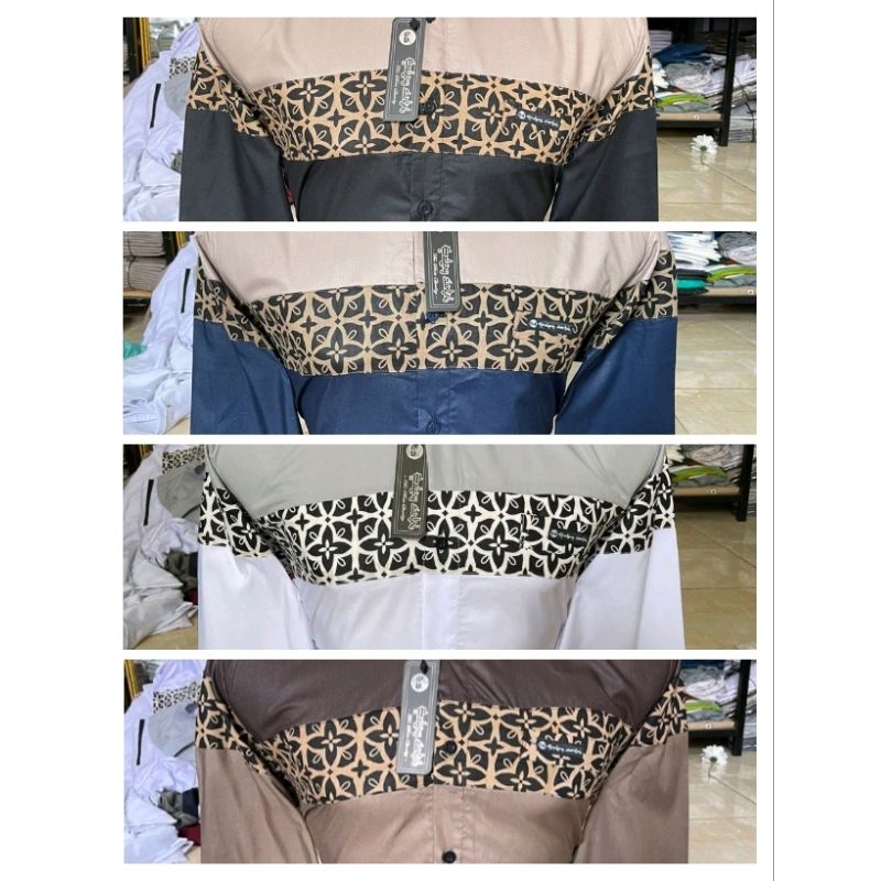 BAJU KOKO KOMBINASI BATIK MOTIF, KOKO MUSLIM, KOKO TERBARU, azzahir hilwa hafiz abha