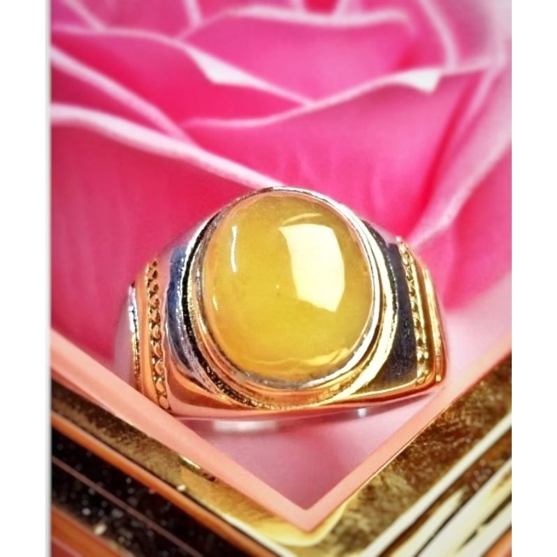Cincin Batu Permata Natural Yakut / Yellow Safir Original