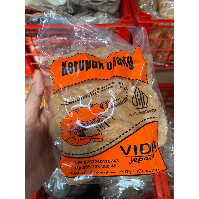 

kerupuk udang mentah 250 gr siap goreng vida Jepara