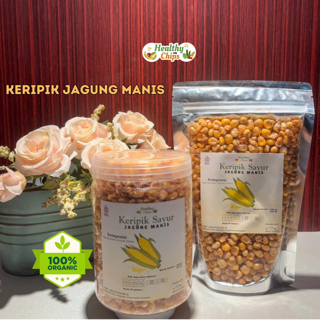 

KERIPIK JAGUNG MANIS EXPORT QUALITY CAMILAN SEHAT - KERIPIK SAYUR DAN BUAH SEHAT