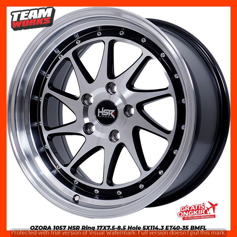 VELG MOBIL MODEL CELONG RING17 CRV INNOVA TYPE HSR OZORA LEBAR 7.5/8.5 PCD 5X114,3 BLACK POLISH