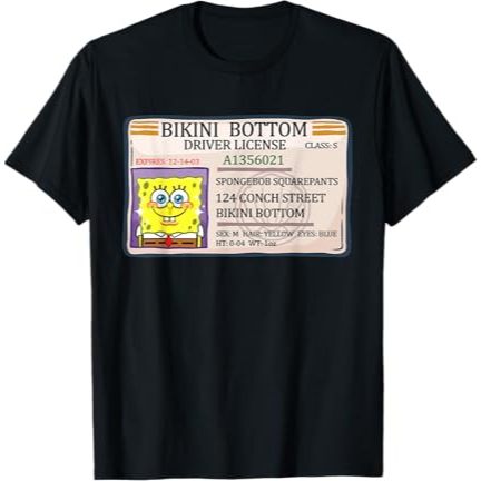 BAJU Mademark x SpongeBob SquarePants - Bikini Bottom SpongeBob Driver License T-Shirt