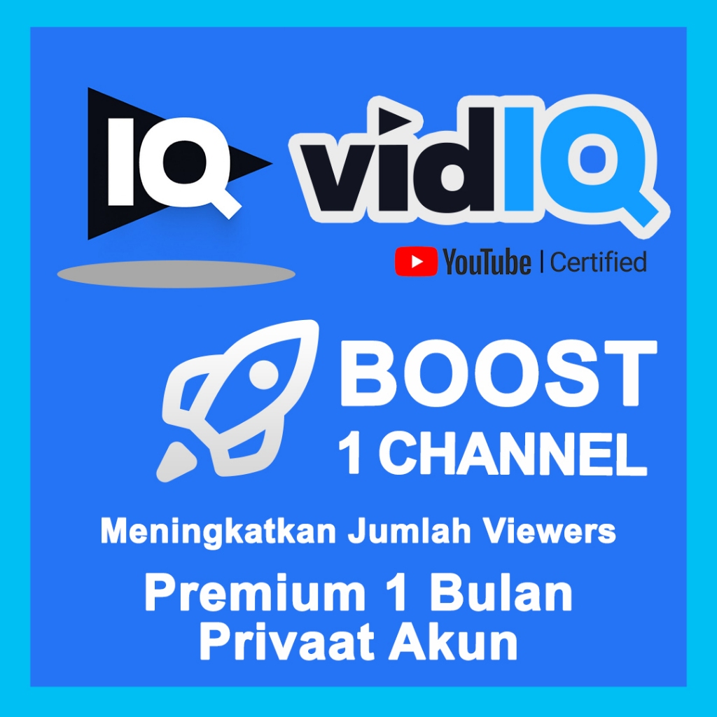 VidIQ Premium BOOST 1 Channel 1 Bulan Privaat