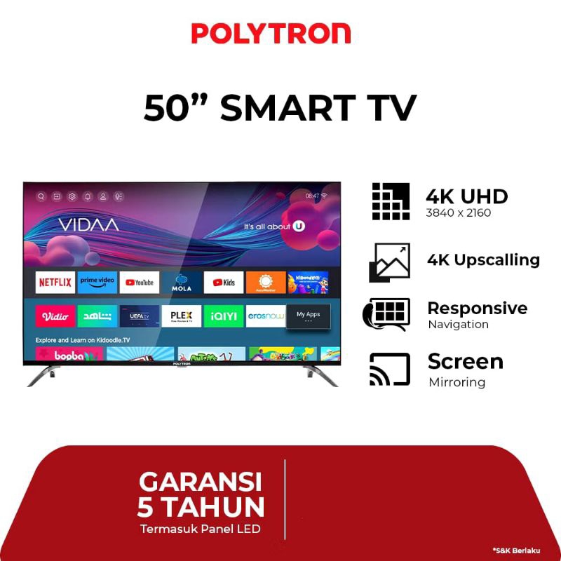 Smart TV POLYTRON 50"inch 4K UHD PLD-50UV8959