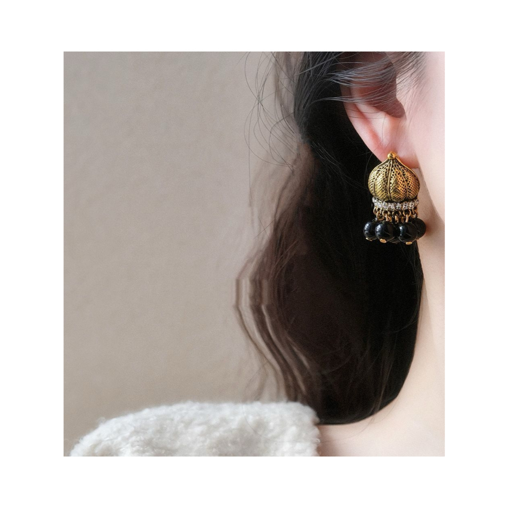 Anting Hijab Klasik Anting Tusuk Wanita Anting Black Gold Aksesoris